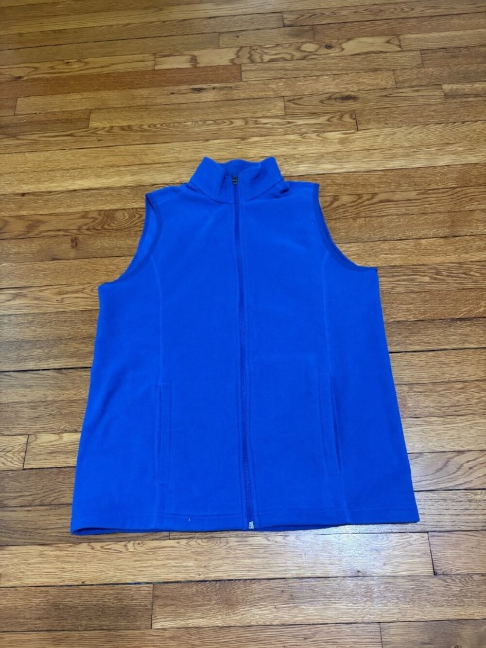 Lands' End Womens Fleece Vest Size Medium 10-12 Blue Full Zip Hiking Outdoors